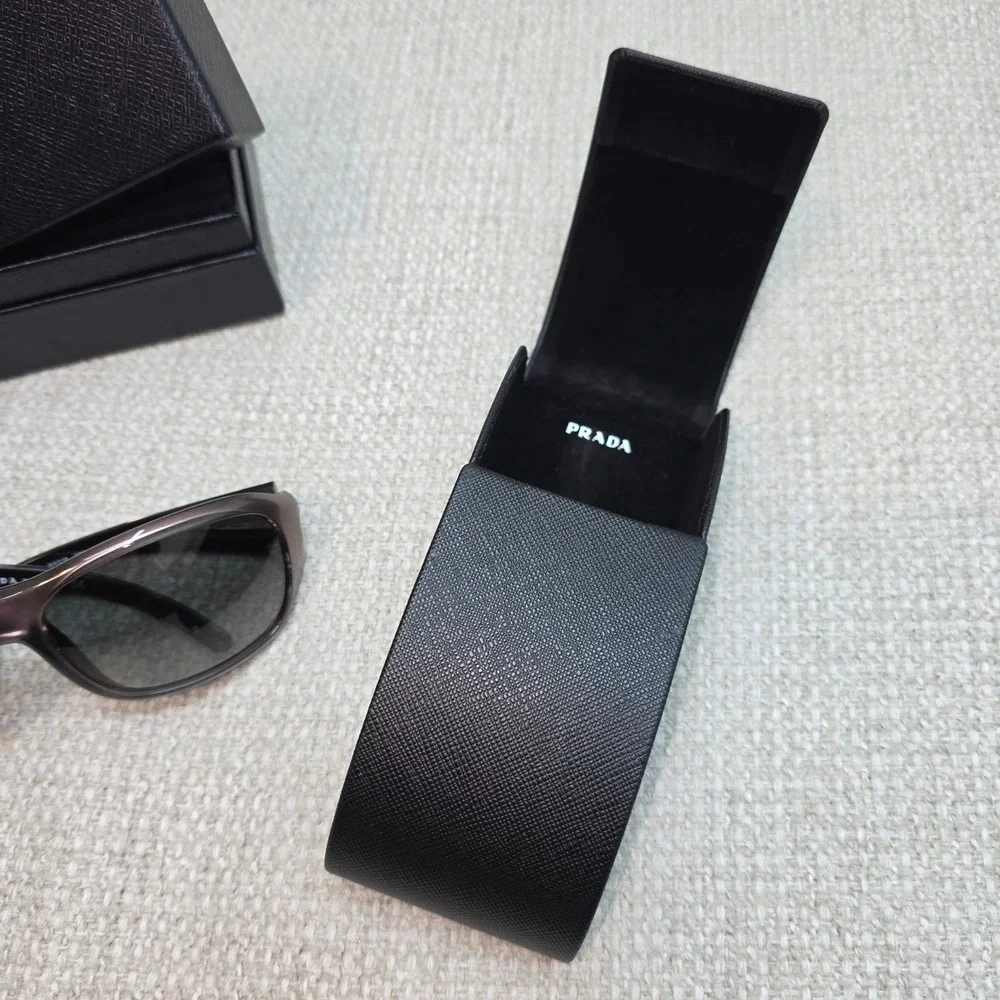 Prada SPR 15L Sunglasses Bronze Wrap Frame Grey Gradient Lens Italy 64-18-120